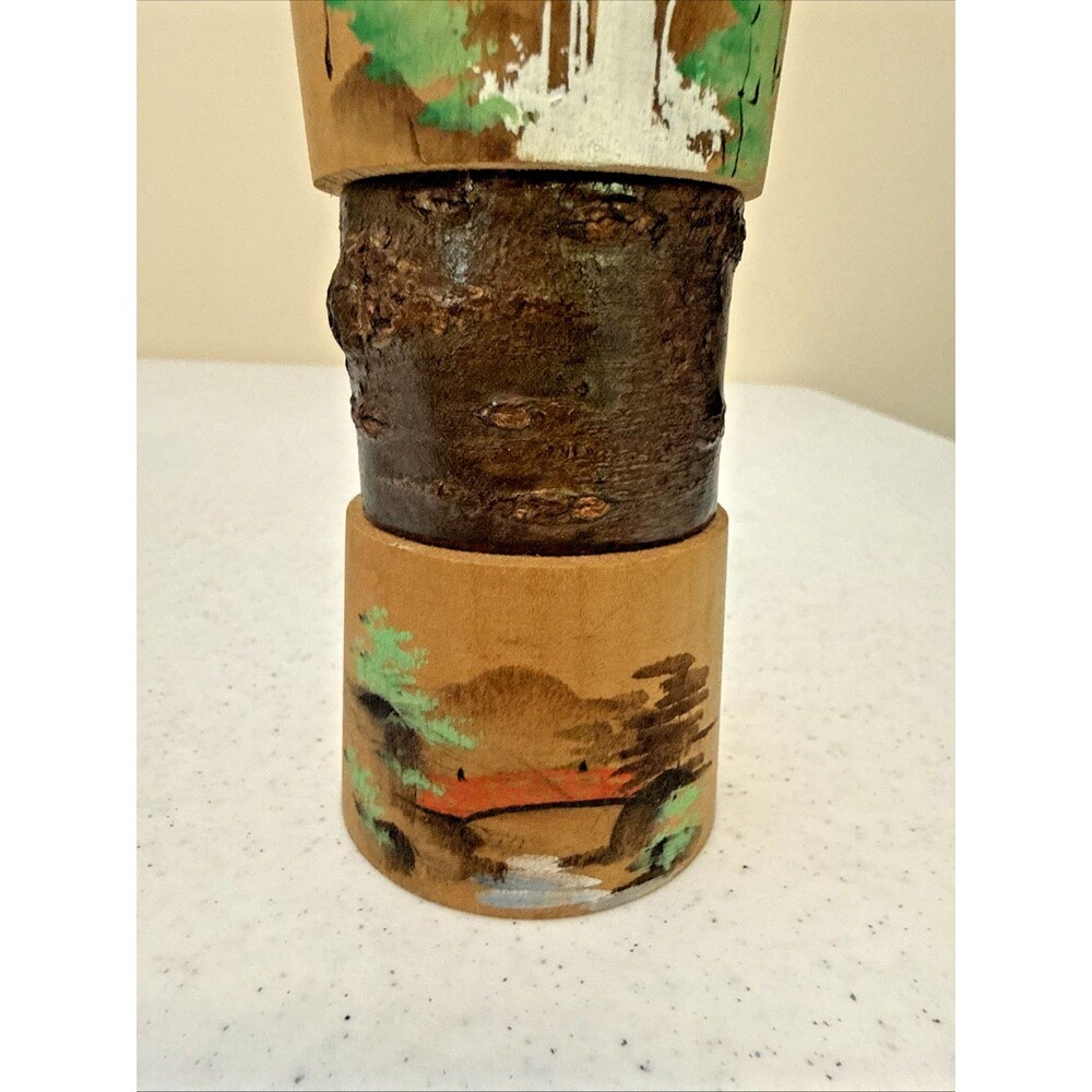 Vtg RARE Kokeshi Dolls Japanese Wood Handpainted Engraved Artist - Picture 9 of 16